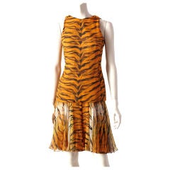 Tiger Print Chiffon Dress