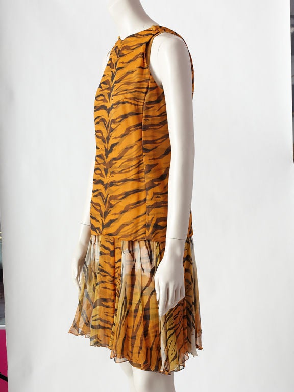 Tiger Print Chiffon Dress
