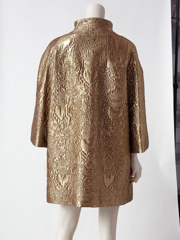 Women's Christian Lacroix Bronze Lame Quilted Evening Coat