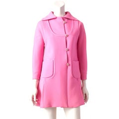 Retro Mila Schon Hot Pink Double Face Wool Coat Dress