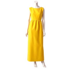 Norman Norell Chrome Yellow Long Dress Vintage Norman Norell Chrome Yellow Long Dress