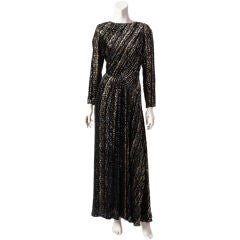 Vintage Mary Mcfadden Velvet and Gold Evening Gown