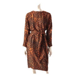 Retro YSL Couture Abstract Giraffe Print Day Dress