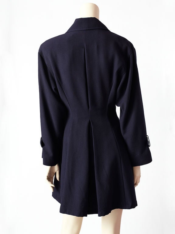 Women's Lanvin Navy Blue Fitted Coat