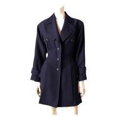 Lanvin Navy Blue Fitted Coat