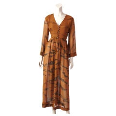 Vintage Thea Porter Abstract Print Chiffon Dress