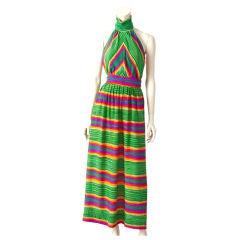 Vintage Malcolm Starr Stripe  Silk Halter Dress