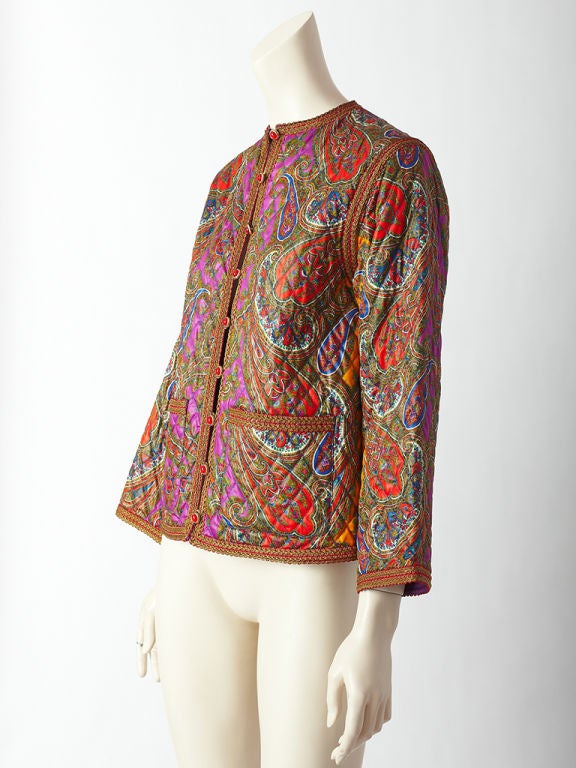 Yves St. Laurent Quilted Paisley Print Jacket