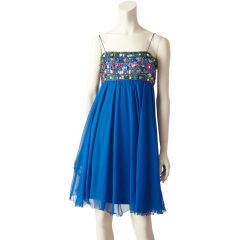 Vintage Malcolm Starr Electric Blue Baby Doll Cocktail Dress