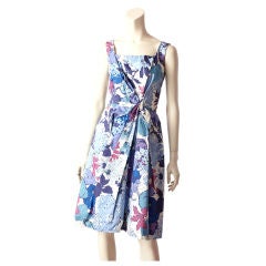 Ceil Chapman Cotton Floral Print Day  Dress