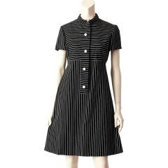 Teal Traina Black and White Stripe Day Dress