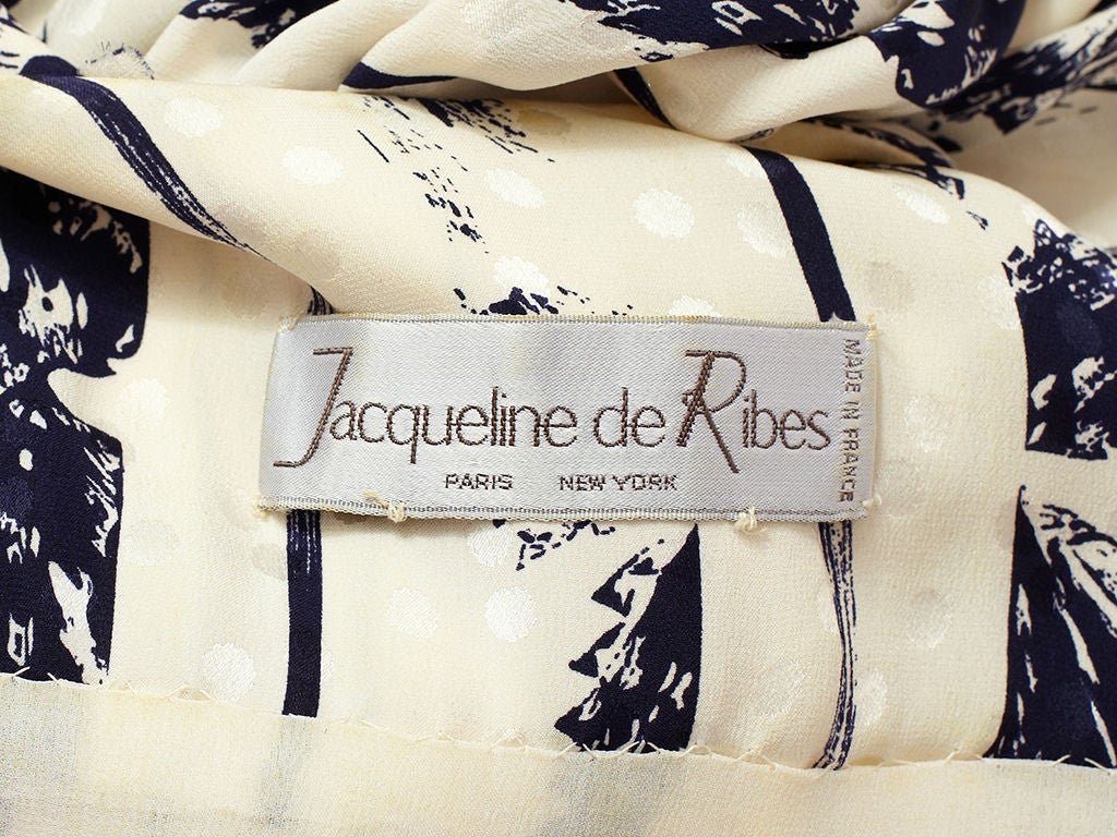 Jacqueline de Ribes Navy + White Pleated Day Dress at 1stDibs