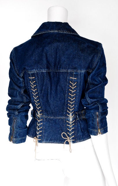 This is a fantastic piece then and now. <br />
This jacket has great corset lace detail at back and a zip front closure. <br />
Get ready this piece is prefect for the season.