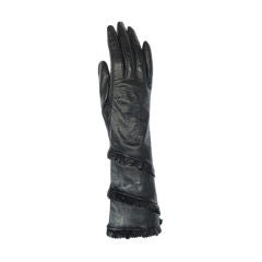 YSL black leather gloves