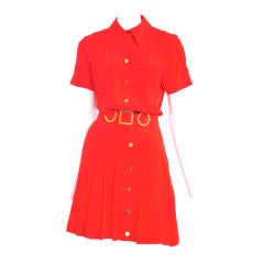 Vintage Chanel red silk dress