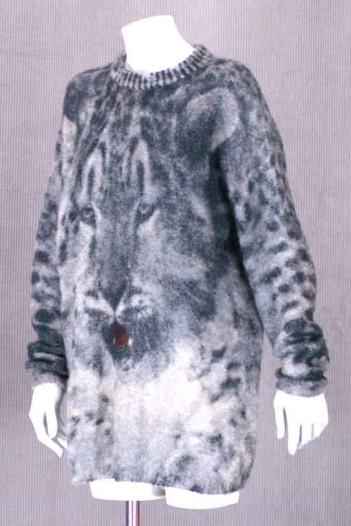 Krizia along with Missoni created coveted knitwear that defined the era (1980's). The limited edition animal series knits by Mariuccia Mandelli were always highly sought after. <br />
  This Leopard sweater dress is way cool alone or with