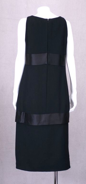 Black Geoffrey Beene early wool crepe and satin cocktail dress For Sale