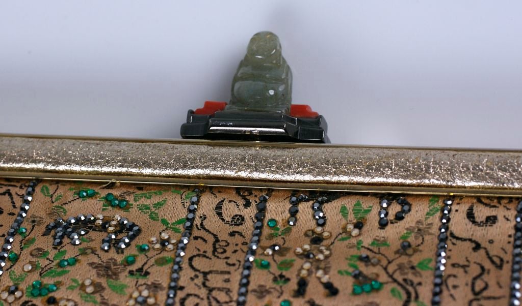 Judith Leiber Jewelled Lame Buddha Clutch