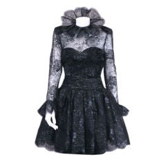 Jean Louis Sherrer Lacquered Lace Cocktail Dress