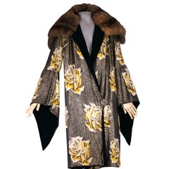 Art Deco Lame Coat with Roses circa 1920s