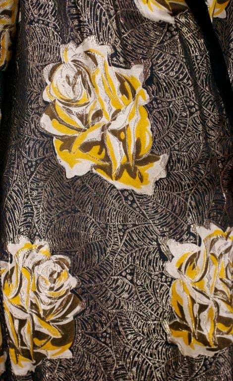 Art Deco Lame Coat with Roses circa 1920s 1