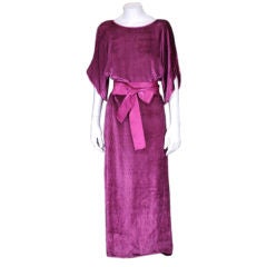 Vintage Geoffrey Beene Fuschia Ribbed Panne Velvet Dress