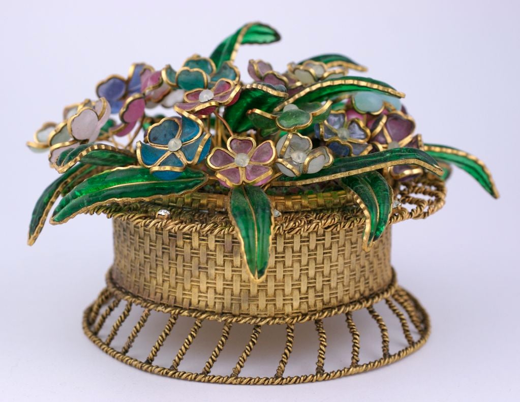 Gripoix - Rare - Cache-pot à fleurs en verre coulé