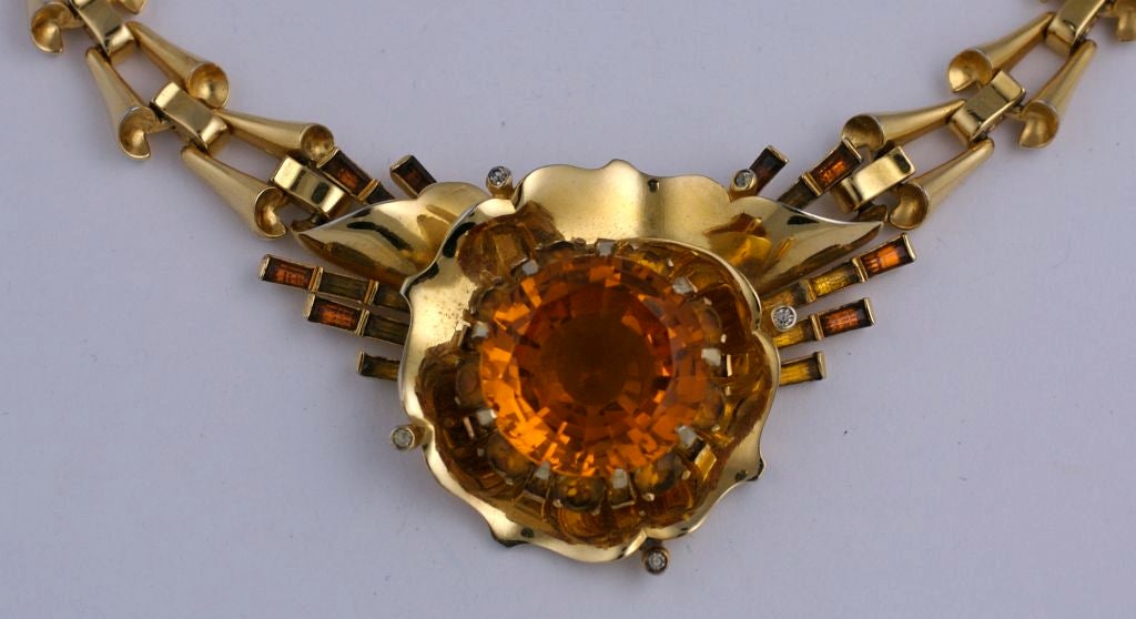 Mazer Retro Topaz Necklace In Excellent Condition For Sale In New York, NY