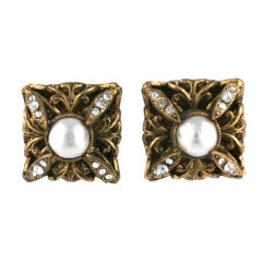 Chanel Pearl and Paste Earrings 2