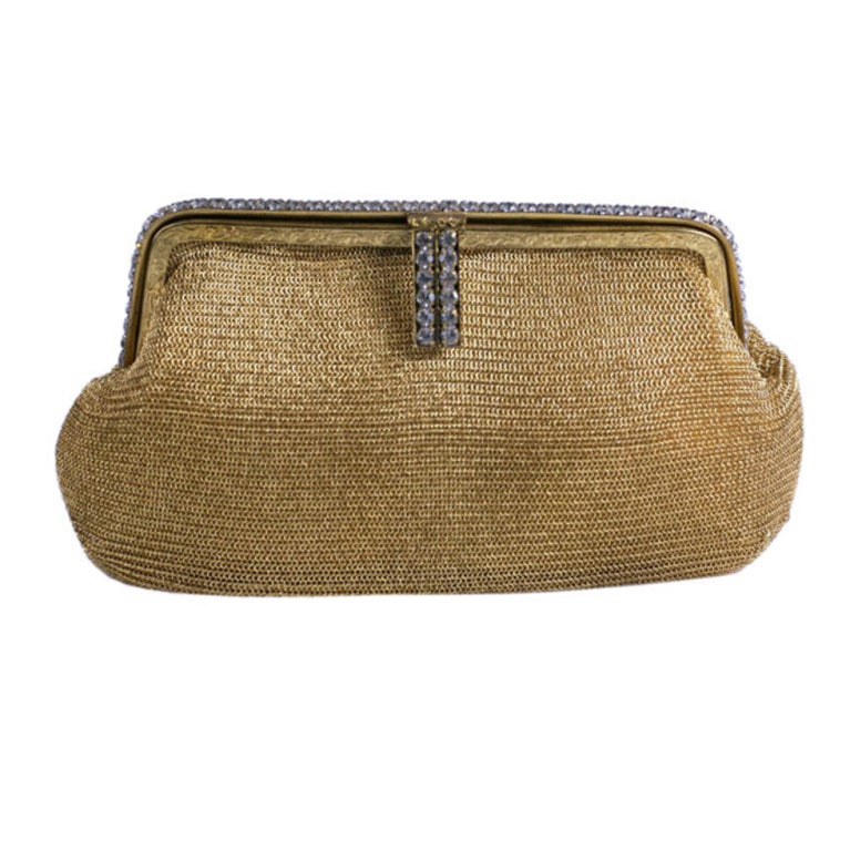 Golden Mesh Deco Clutch with Paste set Frame For Sale