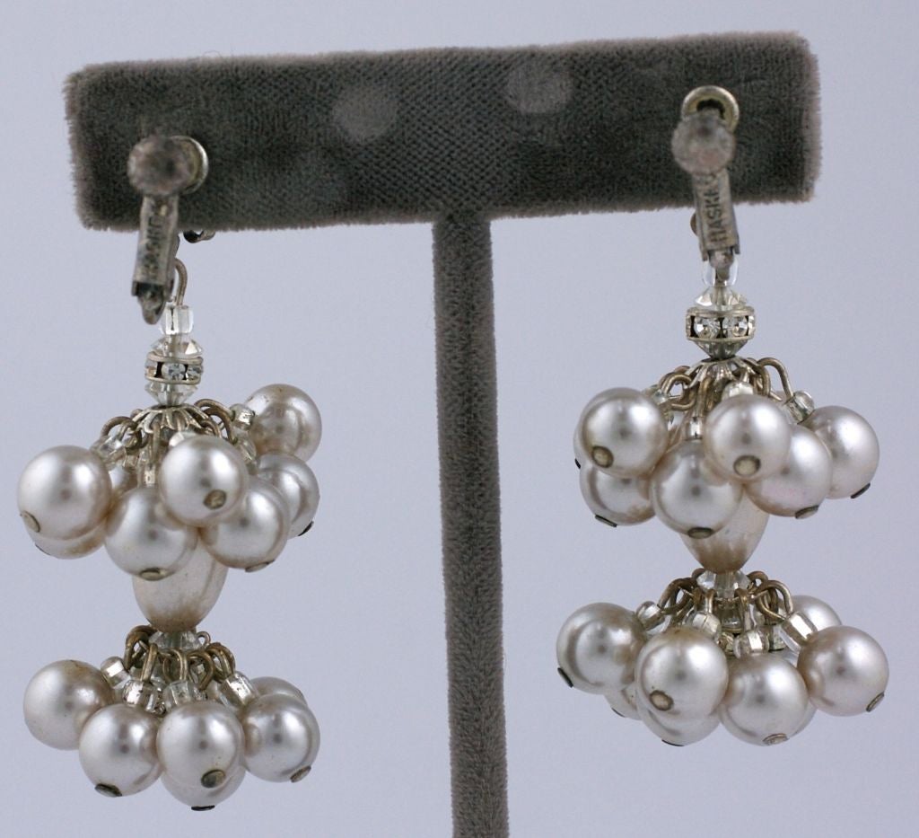 Miriam Haskell Pearl Tiered Chandelier Earrings