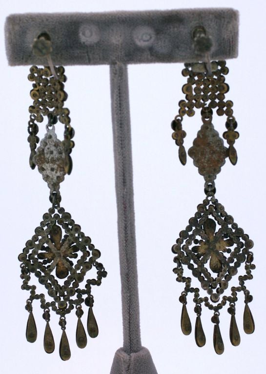 Wonderful 19th Century articulated cut steel earrings made in France. Each cut steel 