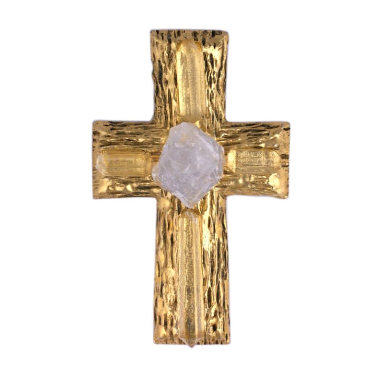 Chanel Rock Crystal Cross Brooch/Pendant