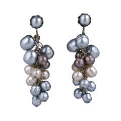 Retro Miriam Haskell Pearl Grape Cluster earrings