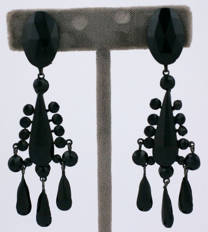 Women's French Jet Victorian Dangle Earrings