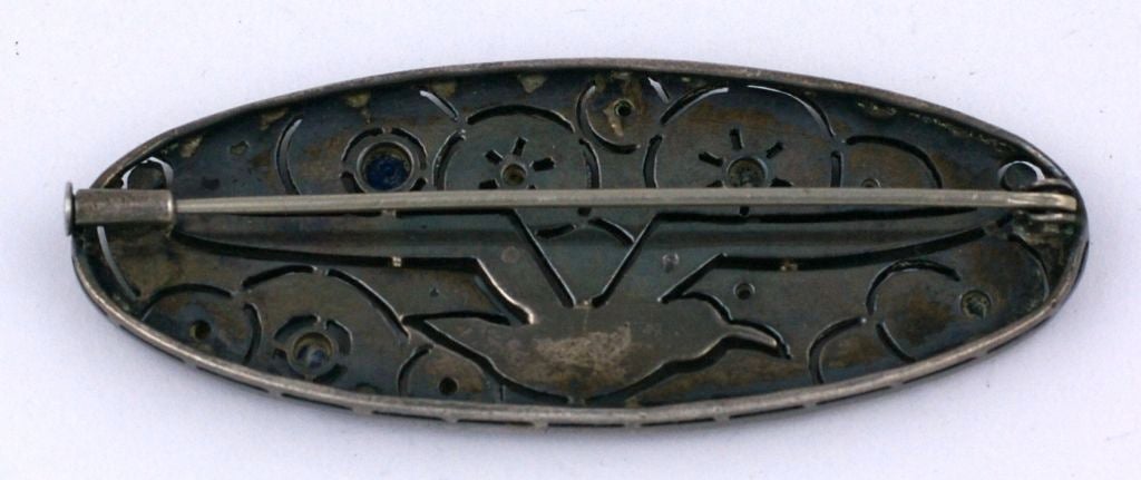 Art Deco Paste Seagull Brooch