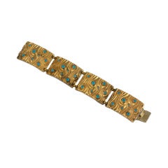 Modernist Gilt Sterling and Enamel Bracelet 12