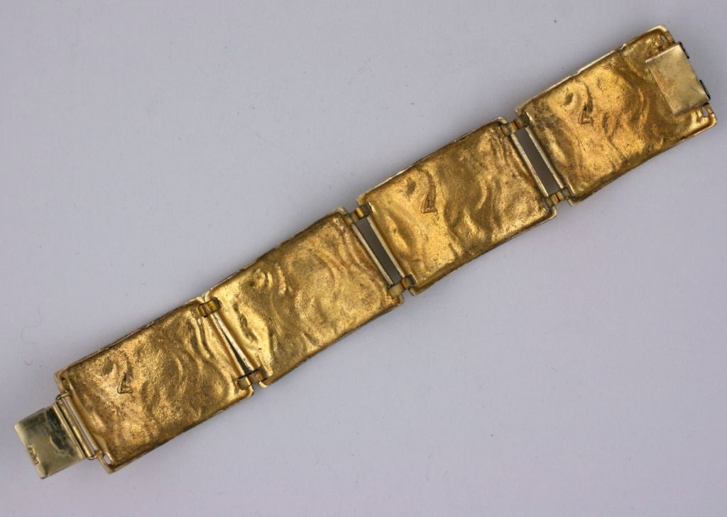 Modernist Gilt Sterling and Enamel Bracelet In Excellent Condition For Sale In New York, NY