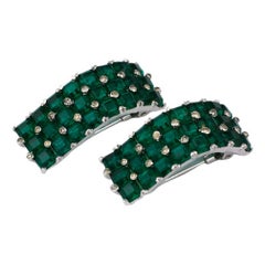 Antique Invisibly Set Faux Emerald Clips 1930s