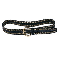 Retro Miu Miu Grommet and Whipstiched Leather belt