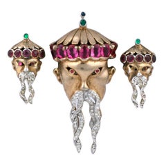 Reja Confucius Retro Brooch and Earclips 12