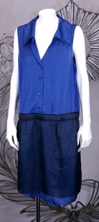 Women's Nina Ricci Midnight Blue Crinkled Silk Suit, Olivier Theyskens For Sale