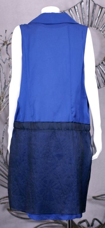 Nina Ricci Midnight Blue Crinkled Silk Suit, Olivier Theyskens For Sale 1