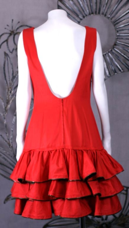 Women's Moschino Red Cotton Zipper Trimmed Dress For Sale