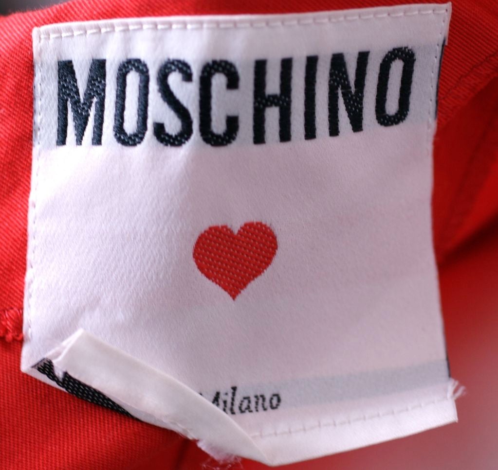 Moschino Red Cotton Zipper Trimmed Dress For Sale 1