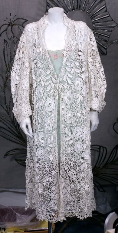 Edwardian Floral  Embroidered Lace Coat For Sale 1