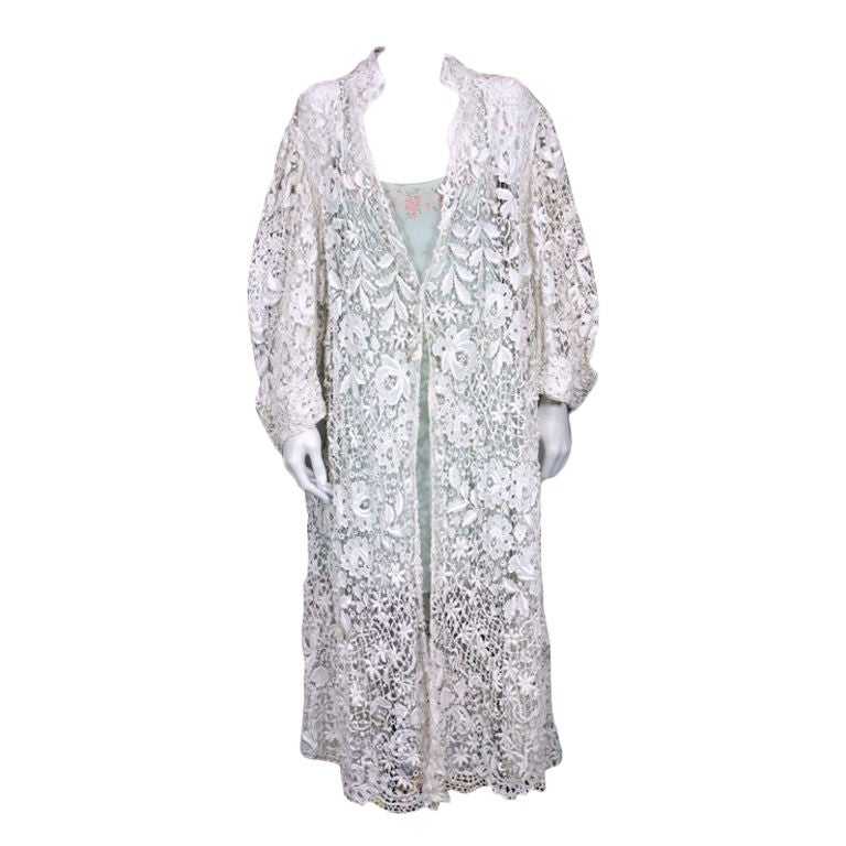 Edwardian Floral  Embroidered Lace Coat For Sale