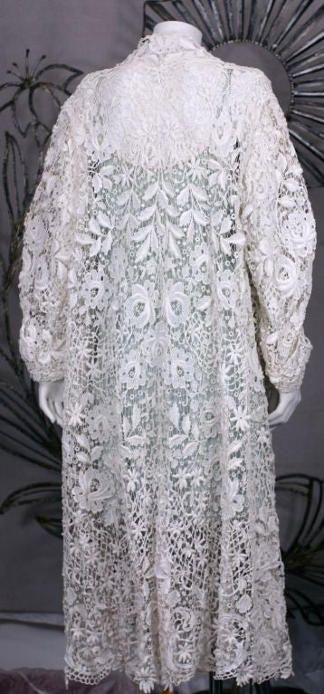 Edwardian Floral  Embroidered Lace Coat In Good Condition For Sale In New York, NY
