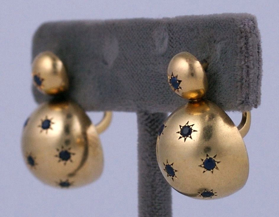 Retro Sapphire Ball Earrings