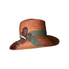 Vintage Butterfly Straw Hat, Italy